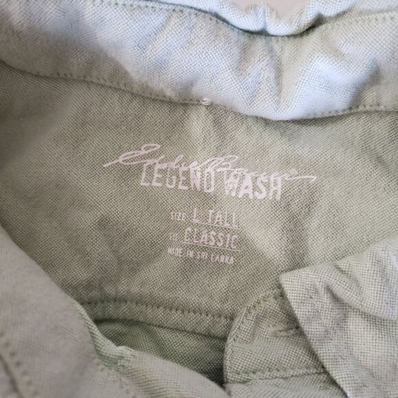 Eddie Bauer Mens Mint Green Long Sleeve Button Down Shirt Size L Tall Cotton - Picture 4 of 5